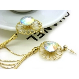 韩国时尚气质长款耳环女水晶合金耳坠 -潮流耳饰