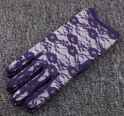  夏季女士开车薄款蕾丝手套/UV防紫外线短款防晒手套表演手套-19	