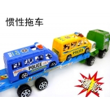 大卡车惯性运输车 拖车 精美套装 卡车儿童玩具 配两辆110警车-6123惯性拖车