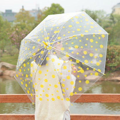 加小清新厚糖果色透明雨伞...