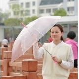加厚小清新糖果色透明雨伞 小清新长柄伞-混搭	