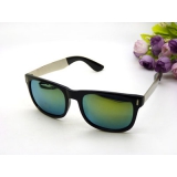 太阳镜反光墨镜偏光眼镜男女士通用圆脸黑框复古-316	