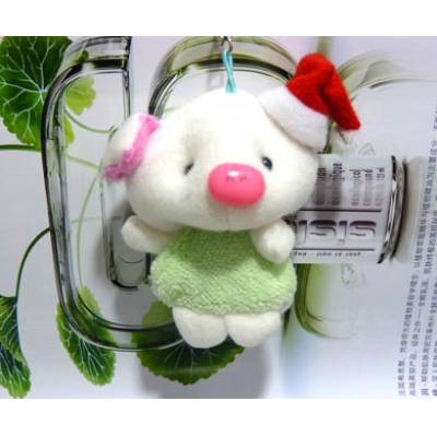 粉鼻带帽小猪挂件