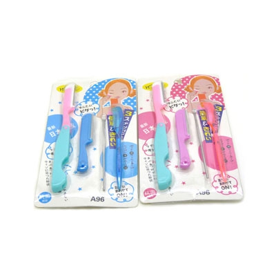 修眉刀 刀片 挖耳勺 眉梳 美妆工具4件套A96