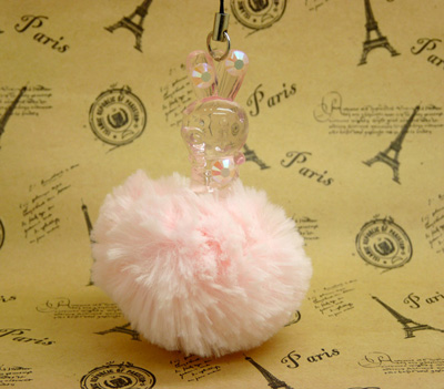 韩国创意水晶兔毛球毛绒钥匙扣钥匙链 可爱动物挂件