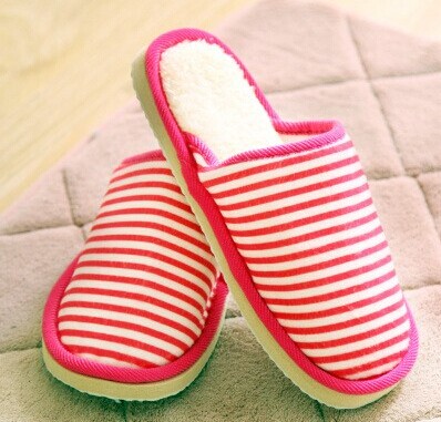 简约横条纹时尚室内棉拖鞋/迎宾棉拖-混色