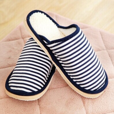 简约横条纹时尚室内棉拖鞋/迎宾棉拖-混色	