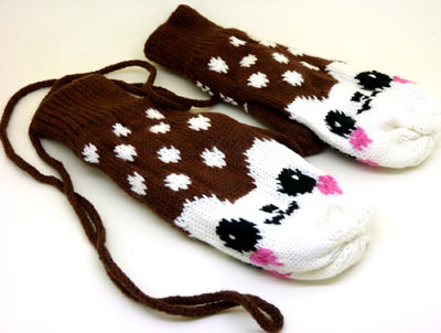 韩版可爱保暖手套女士秋冬季毛线连指手套 