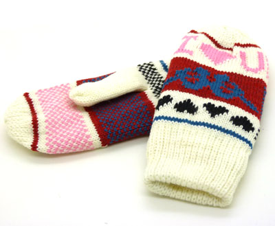 韩版可爱保暖手套女士秋冬季毛线连指手套 