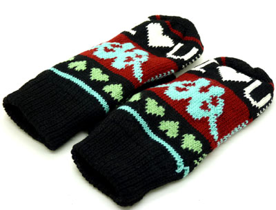  韩版可爱保暖手套女士秋冬季毛线连指手套 