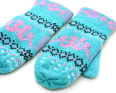 韩版可爱保暖手套女士秋冬季毛线连指手套 