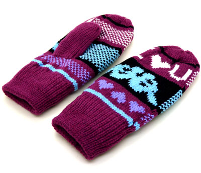  韩版可爱保暖手套女士秋冬季毛线连指手套