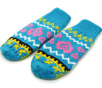 韩版可爱保暖手套女士秋冬季毛线连指手套 