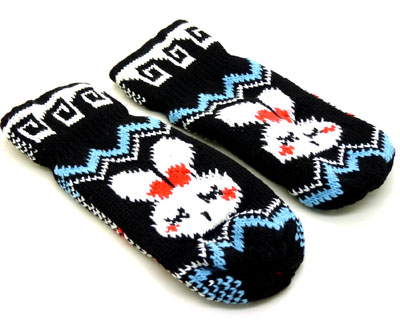 韩版可爱保暖手套女士秋冬季毛线连指手套