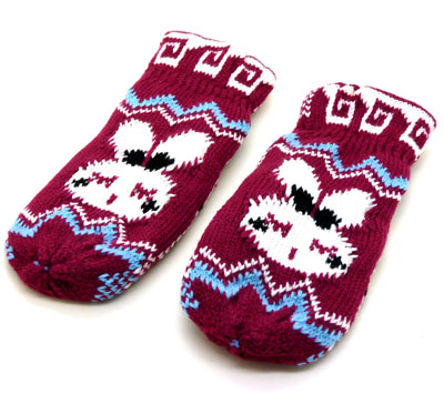  韩版可爱保暖手套女士秋冬季毛线连指手套