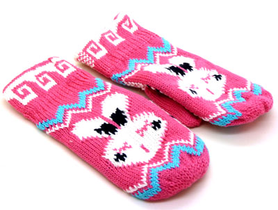 韩版可爱保暖手套女士秋冬季毛线连指手套