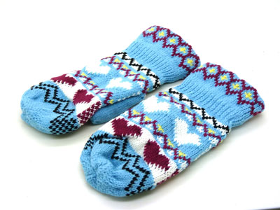 韩版可爱保暖手套女士秋冬季毛线连指手套