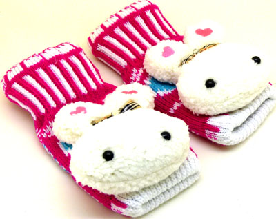 港台可爱淑女冬季保暖毛线针织半指手套