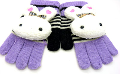 秋冬保暖加厚经典五指手套流行卡通可爱手套