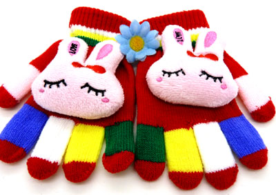 冬天必备五指保暖手套彩色快乐卡通流行手套（16号）