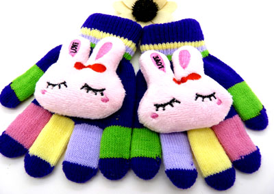 冬天必备五指保暖手套彩色快乐卡通流行手套（16号）	