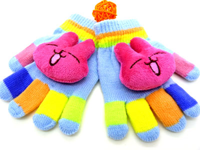 冬天必备五指保暖手套彩色快乐卡通流行手套（16号）