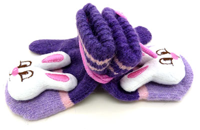 冬季全指时尚超可爱针织卡通手套（儿童）	