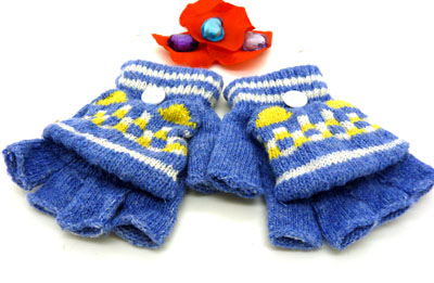 流行简单半全指包 超实两用手工编织手套（