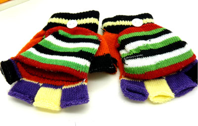 流行简单半全指包 超实两用手工编织手套