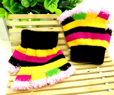 儿童五指卡通手套五彩个性手套