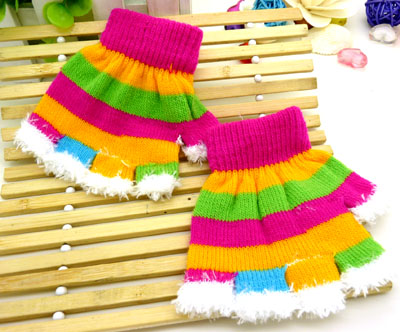 儿童五指卡通手套五彩个性手套