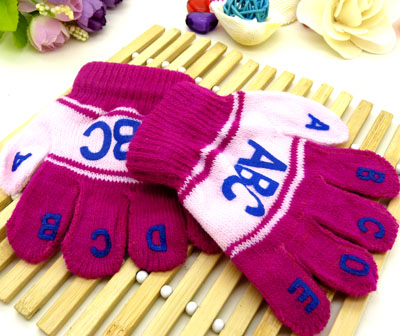 儿童保暖手套宝宝婴儿五彩字母手套