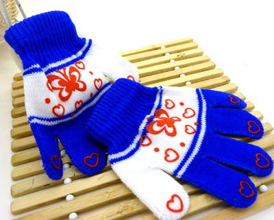 韩版五指手工编织秋冬季可爱宝宝保暖针织手套（36号）	