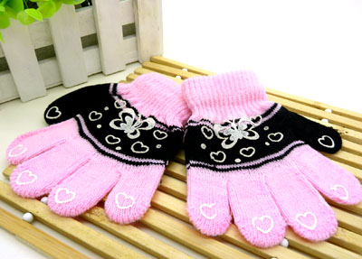 韩版五指手工编织秋冬季可爱宝宝保暖针织手套（36号）