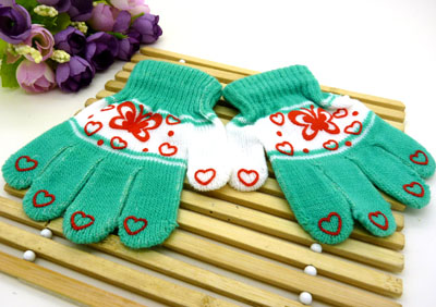 韩版五指手工编织秋冬季可爱宝宝保暖针织手套（36号）