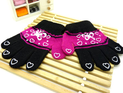 韩版五指手工编织秋冬季可爱宝宝保暖针织手套（36号）