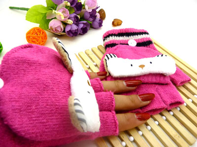 保暖便捷可爱卡通手工针织成人手套（46号）