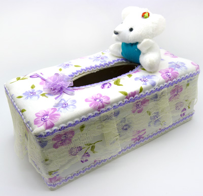 蕾丝布艺汽车 纸巾抽 -长纸巾盒