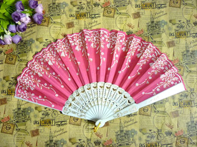 工艺扇蓝棉布舞蹈扇 表演跳舞扇子舞台道具折扇-----15号