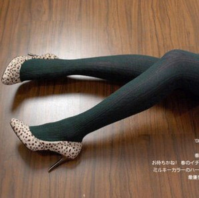 超弹美腿显瘦麻花连裤袜-墨绿 秋冬必备	