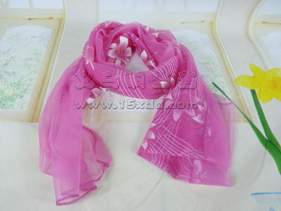 印花雪纺丝巾女长纱巾印花防晒披肩 蕾丝围巾 -时尚印花秋冬丝巾	