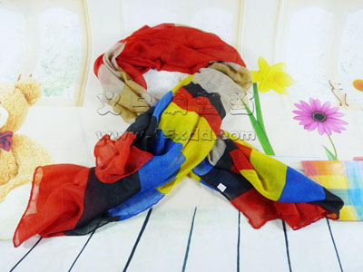 七彩多色 渐变过渡色丝巾 棉麻围巾披肩 -时尚女长款棉麻丝巾