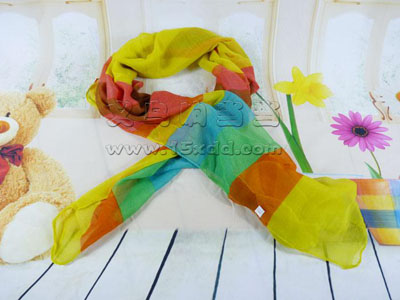 七彩多色 渐变过渡色丝巾 棉麻围巾披肩 -时尚女长款棉麻丝巾	