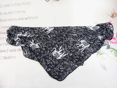 花儿与少年许晴同款黑白大象棉围巾两用 -女长款加宽披肩春秋	