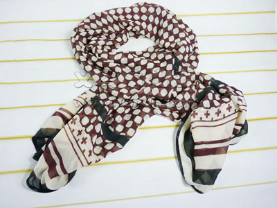 雪纺长款丝巾 防晒披肩 防晒夏秋冬 围巾 -韩版女春秋格子方块纱巾