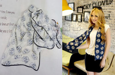 黑白虎头女士大围巾 韩版雪纺秋冬围巾 -丝巾方巾披肩围巾