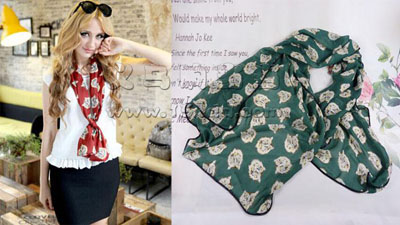 黑白虎头女士大围巾 韩版雪纺秋冬围巾 -丝巾方巾披肩围巾	