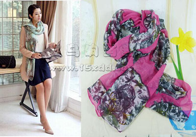 复古中国民族风青花流苏棉麻围巾 女文艺范素雅大 -棉麻披肩丝巾