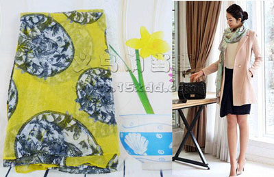 复古中国民族风青花流苏棉麻围巾 女文艺范素雅大 -棉麻披肩丝巾