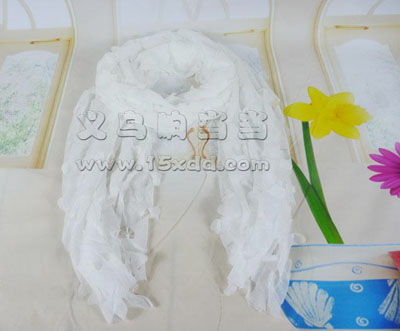 女春秋季纯色欧根纱丝巾 女式长款冬保暖围巾 -镂空蕾丝围巾披肩